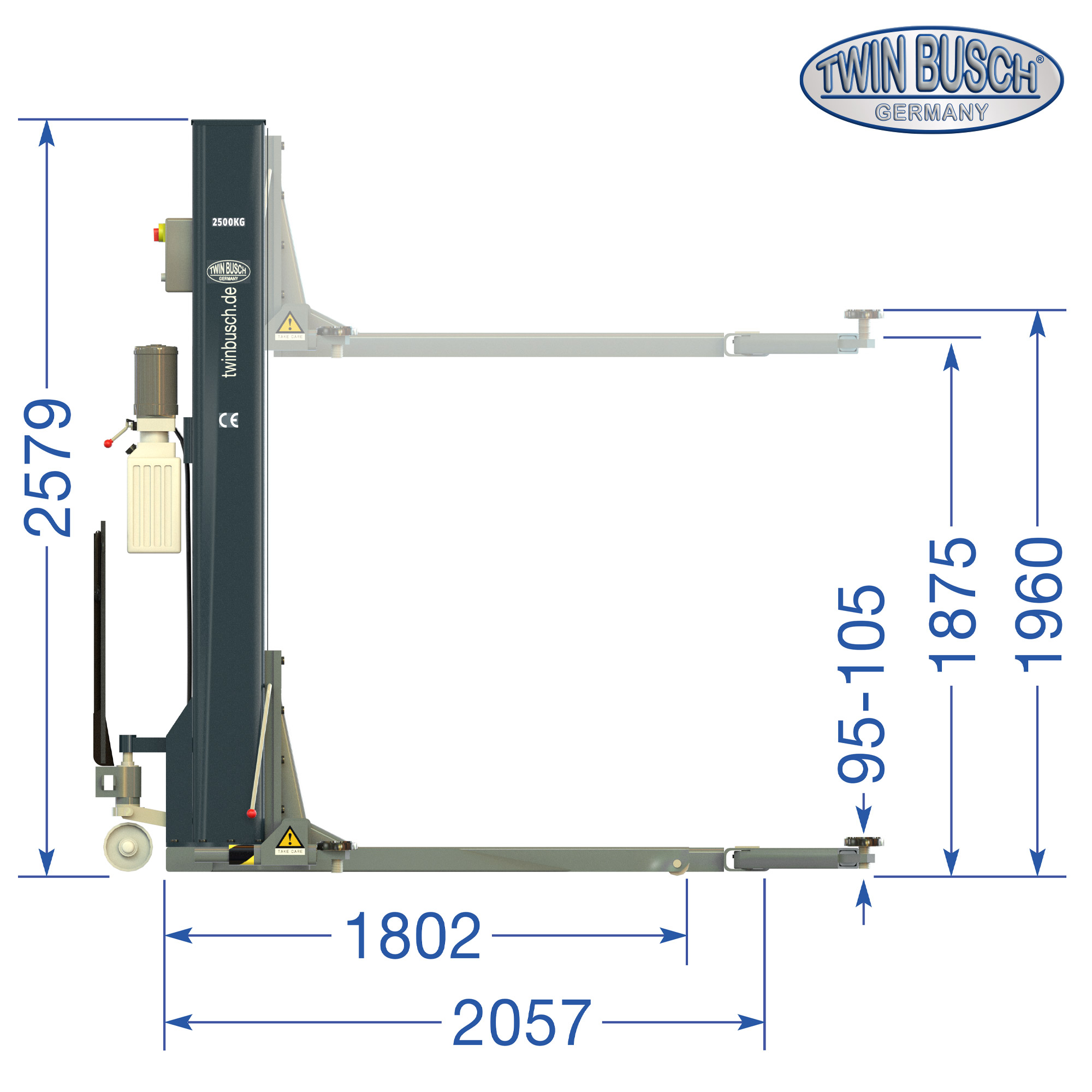 TW125M-230-G: 1-koloms hefbrug - 2,5 T - mobiel - GREY-Line – Bild 18