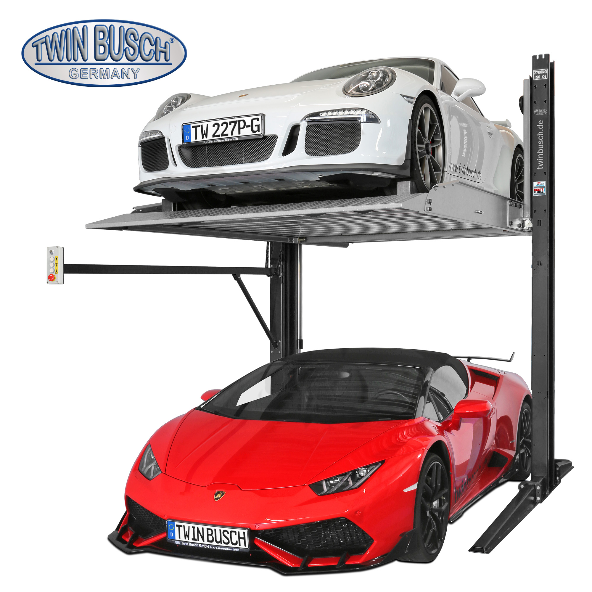 TW227P-230-G: Pont 2 kolom Parking 2,7 T - electromagnétique - GREY-Line