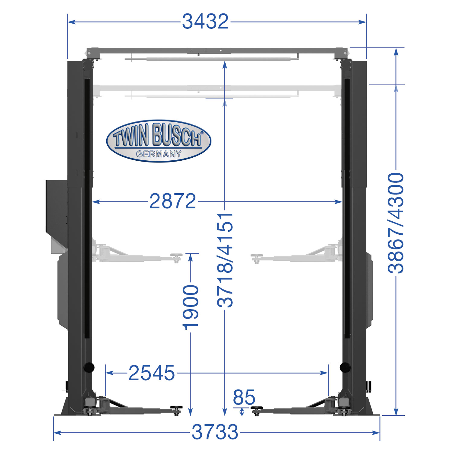 TW242CEB4.3-400-G: 2-koloms hefbrug - zonder bodemplaat - Comfort-Line - Grey-Line – Bild 11