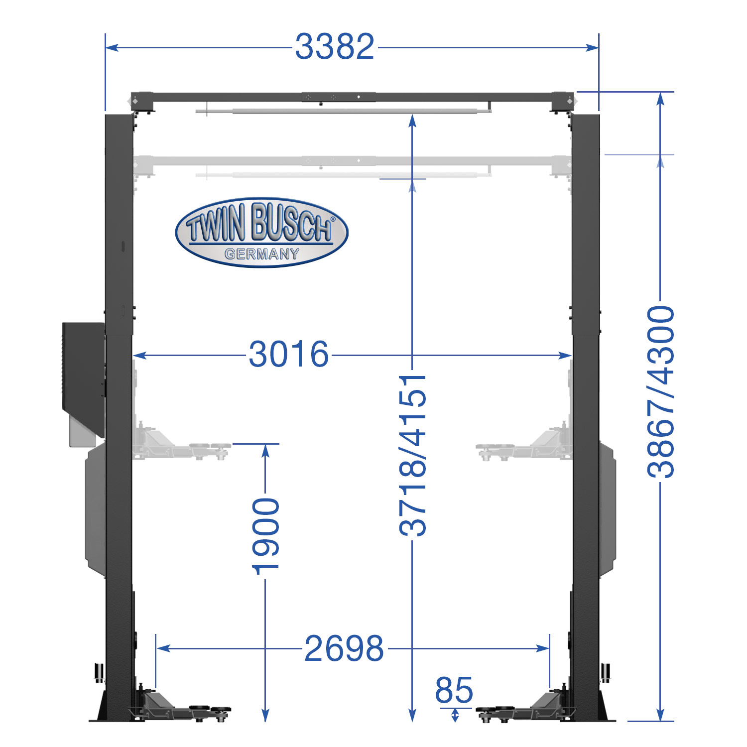 TW242CEB4.3-400-G: 2-koloms hefbrug - zonder bodemplaat - Comfort-Line - Grey-Line – Bild 9