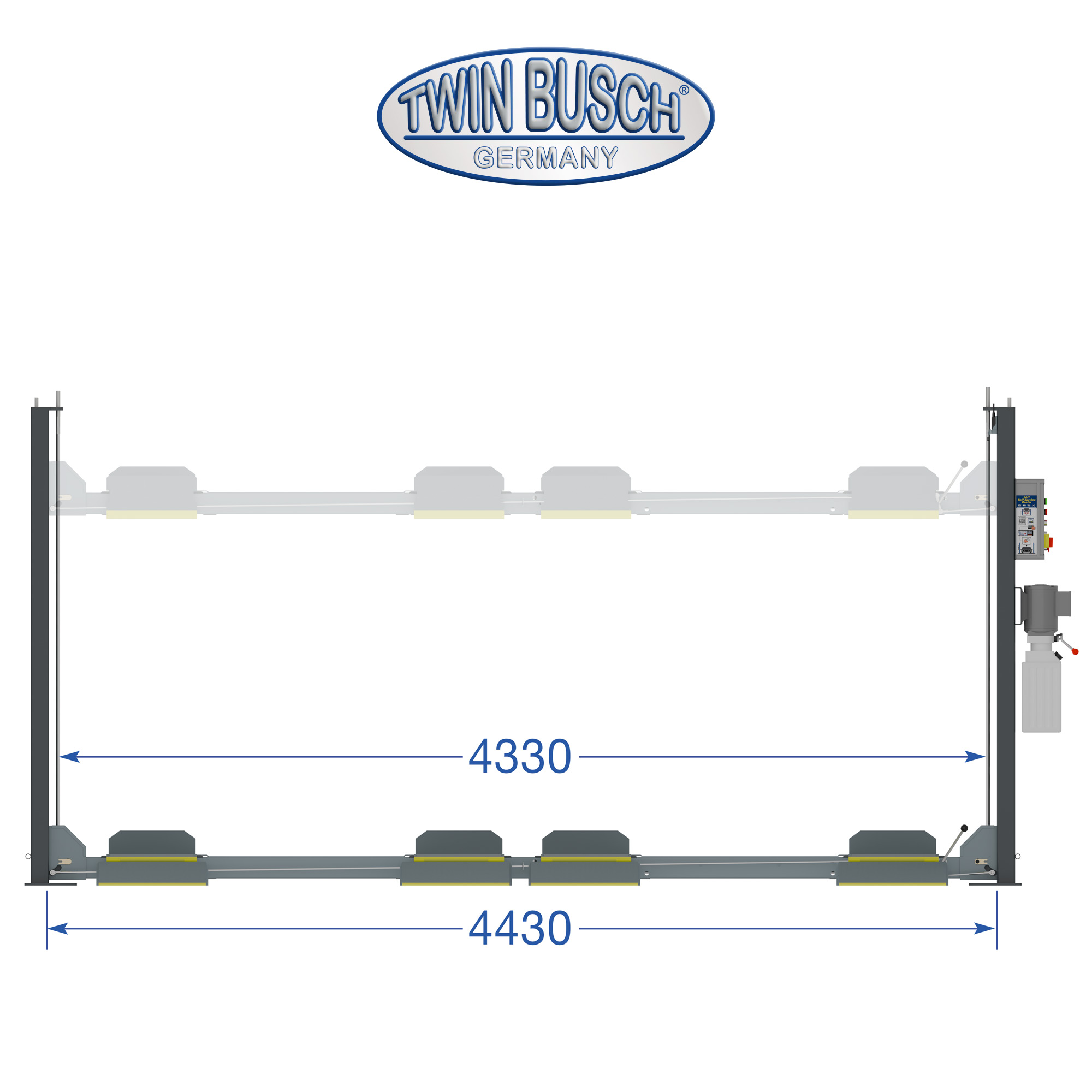 TW436PD2-230-G: 4-koloms hefbrug Dubbel parkeren – 3,6 T - GREY-Line – Bild 16
