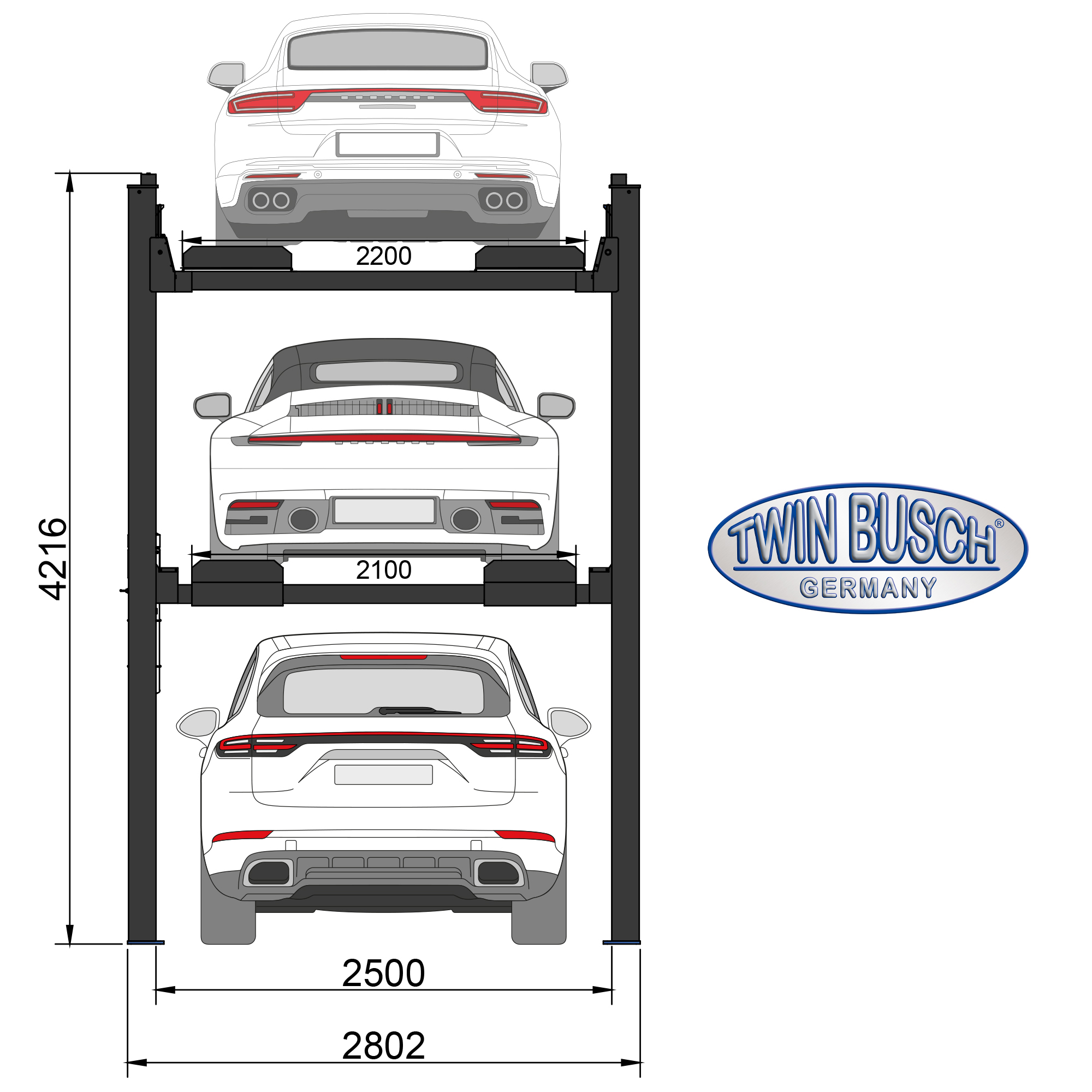 TW445P-H3-400-G: parkeerhefbrug triplex (3 personenauto’s) - GREY-Line – Bild 12