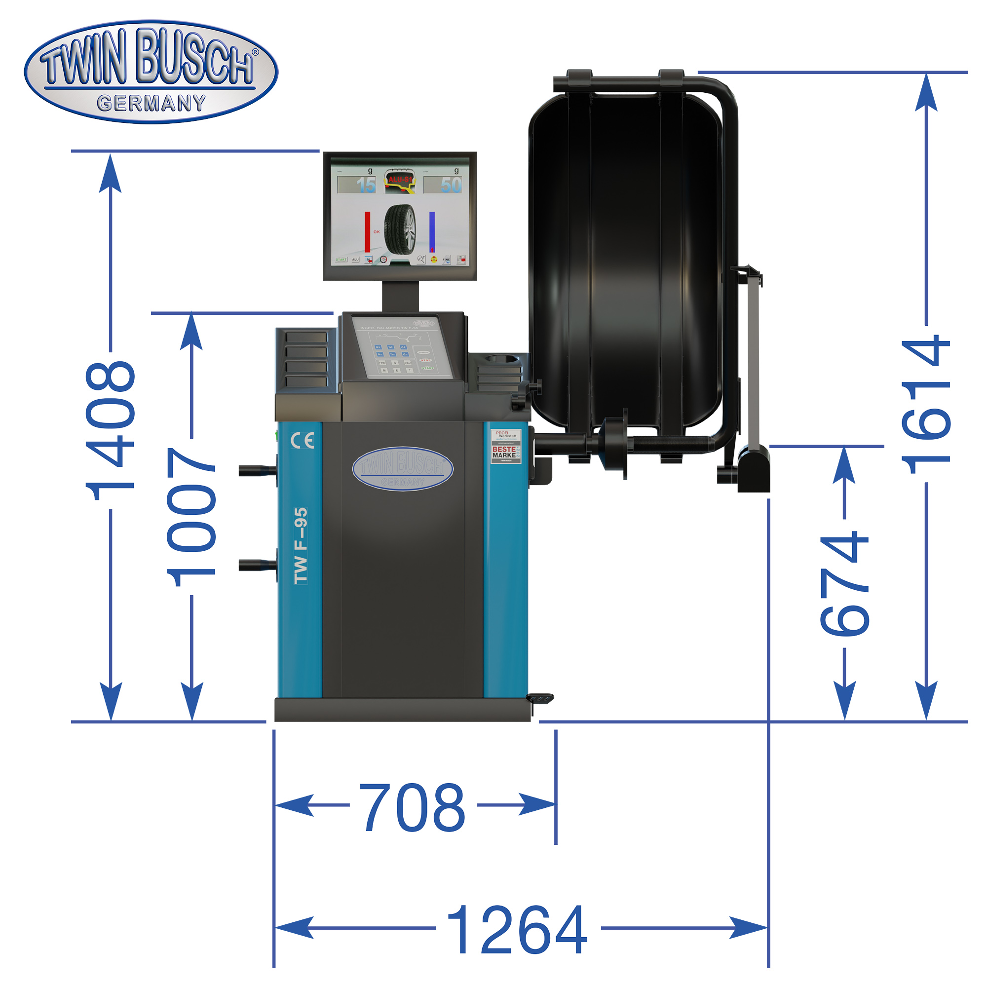 Wielbalanceermachine Twin Busch TWF-95 – professioneel automatisch – LCD-scherm - Afbeelding 10