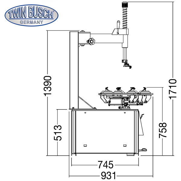 Werkplaatsset Twin Busch TWX-610 + TWF-150 – Bandenwisselaar + Wielbalanceermachine - Afbeelding 16