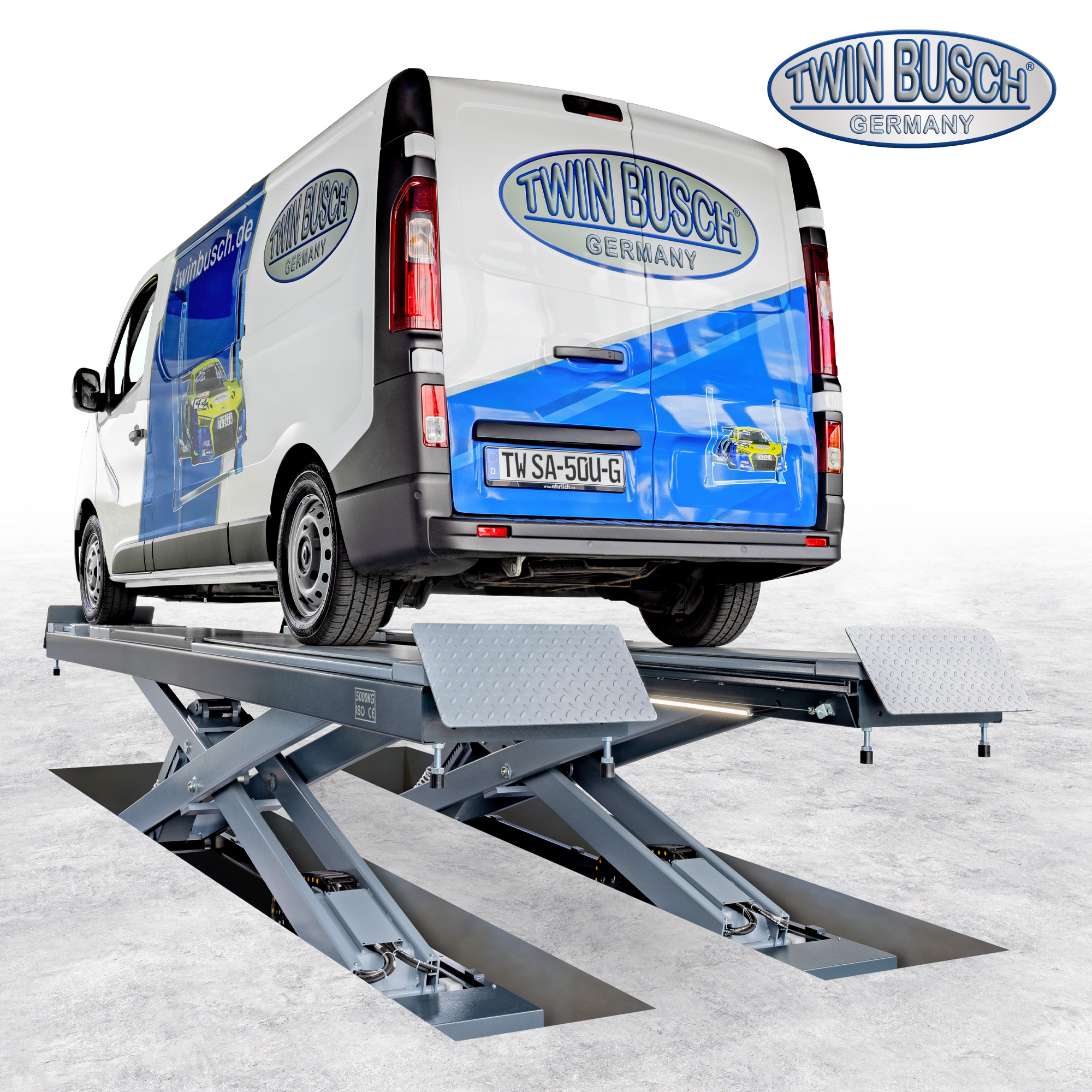 TWSA-50U-400-G: schaarhefbrug met geïntegreerde hulpheffer 5.0 t – TWSA-50U-G - GREY-Line