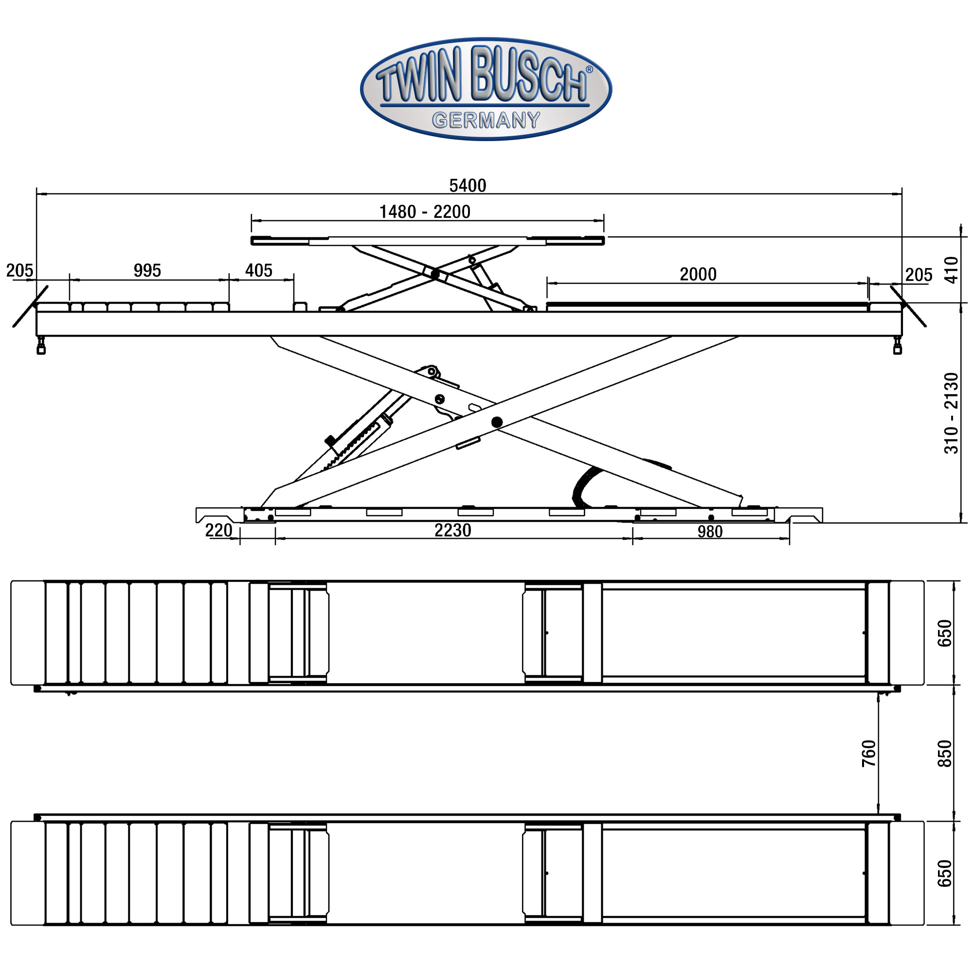 TWSA-50U-400-G: schaarhefbrug met geïntegreerde hulpheffer 5.0 t – TWSA-50U-G - GREY-Line – Bild 17