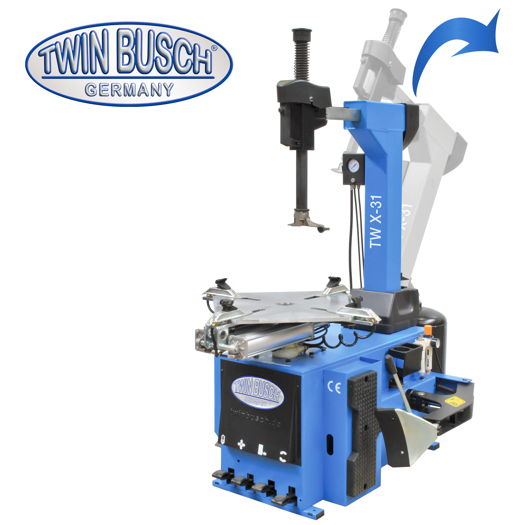 Bandenwisselaar Twin Busch TWX-31 – semi-automatisch – Kantelkolom